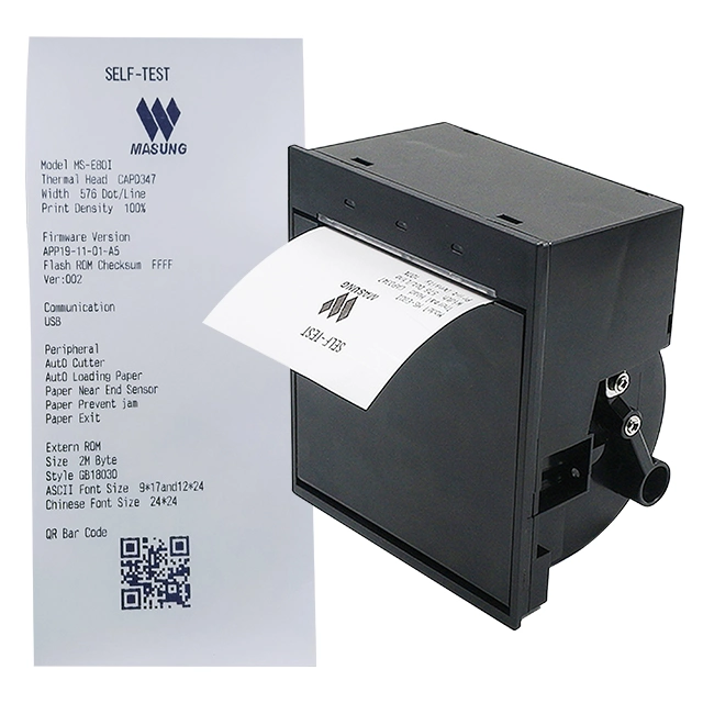 3 Inch 80mm POS Kiosk Embedded Thermal Receipt Printer Auto Cutter 160mm/S Mounted Panel Thermal Panel Printer