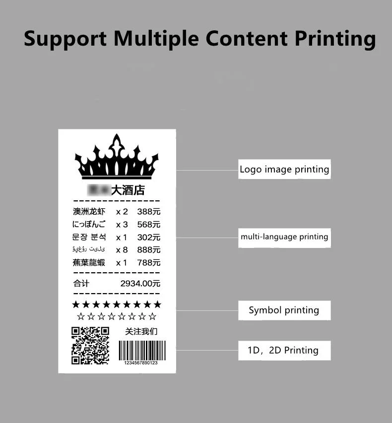 Portable 58mm Bluetooth Multi-Language Takeaway Mini Thermal Receipt Printer