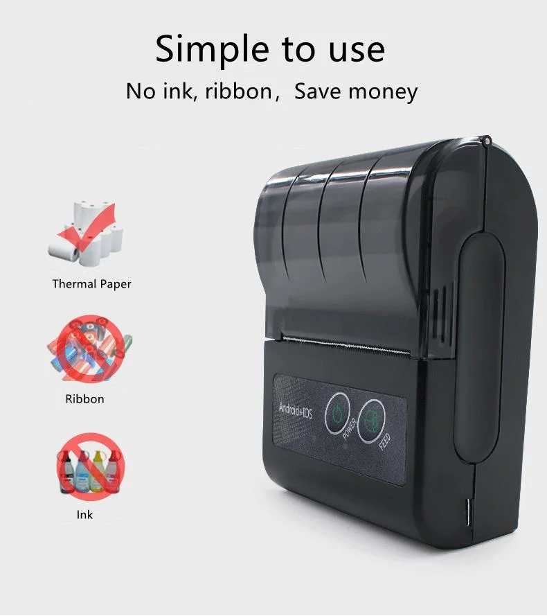 Portable 58mm Bluetooth Multi-Language Takeaway Mini Thermal Receipt Printer