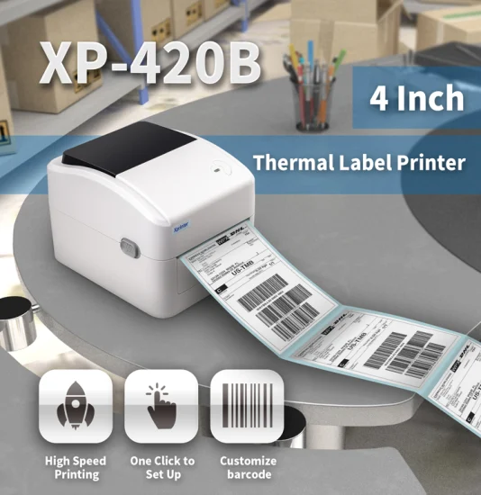 Stampante per etichette di spedizione Xprinter XP-420B Stampante termica per adesivi con codici a barre 4X6 con Bluetooth