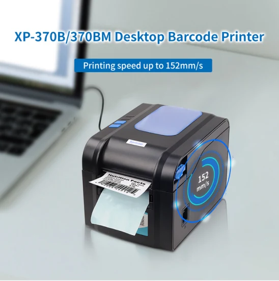 Xprinter XP-370BM Stampante termica per codici a barre da 3 pollici di fabbrica Stampante per etichette di spedizione USB