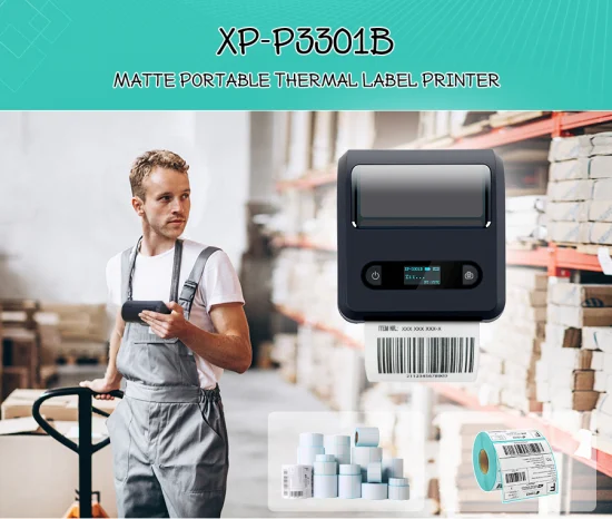 Xpriniter XP-P3301B Mini stampante termica portatile per etichette di spedizione da 3 pollici